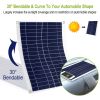 Outdoor Solar Panel 12V 25W Car Battery Charger IP68 Waterproof w/ 3.0A Dual USB Charging Clip Line - black