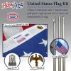 6 ft. Steel Flagpole Betsy Flags American Flag Kit, Sewn Nylon Flag, Grommeted, Silver - BETSY FLAGS