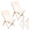 Set of 2 Bamboo Dorm Chair with Storage Pocket for Camping and Fishing - Beige