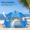 Beach Tent, 2-4 Person Pop-up Beach Tent Sun Shelter, UPF 50+ UV Protection Portable Waterproof Beach Tent, Sunshade with Extendable Floor for Family,