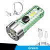 1pc Mini Portable LED Flashlight With Keychain; USB Charging Warning Light For Outdoor Camping Emergency - Transparent
