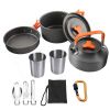 2-3 People Outdoor Teapot Set Pot Combination Camping Folding Pot Cookware Set - k05-orange