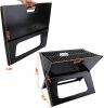 YSSOA 20&rdquo; Portable Grill Charcoal Barbecue Grill; Folding Grill Notebook Shape; Detachable Collapsible; Mini Tabletop Camping Grill BBQ; Black -