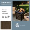 25 Inch 40000 BTU Propane Fire Pit Table with Lid and Fire Glass - as show
