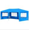 Large 10' x 20' Gazebo Canopy Party Tent with 4 Removable Window Side Walls,Wedding, Picnic Outdoor Events - Blue - Blue