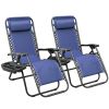 2 Pack Patio Zero Gravity Chair Outdoor Lounge Chair Textilene Fabric  Recline Chair Seating Capacity 2, Blue - Blue
