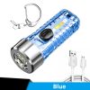 1pc Mini Portable LED Flashlight With Keychain; USB Charging Warning Light For Outdoor Camping Emergency - Transparent