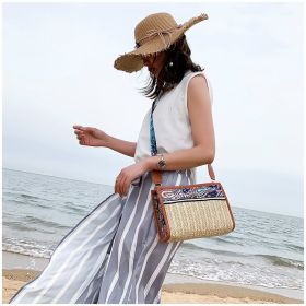Fashion Woman Bag Retro Ethnic Wind Straw Beach Wild Shoulder Messenger Taschen Women Ladies Bags Bolsas De Mujer Borse Da Donna (Option: Khaki-28X18X6cm)