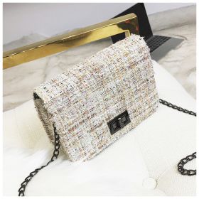 Chain Small Bag Women'S 2019 New Versatile Korean Woollen Cloth Ulzzang Messenger Bag Mini Square Bag (Color: Beige)
