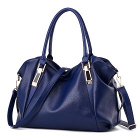 Portable Women'S Bag New Elegant Women'S Fashion Bag Women'S Leisure Fashion Soft Bag Pu Lady Bazaar One Shoulder Messenger Bag (Option: Blue-37X16X23CM)