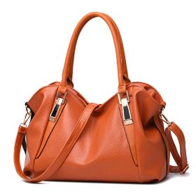 Portable Women'S Bag New Elegant Women'S Fashion Bag Women'S Leisure Fashion Soft Bag Pu Lady Bazaar One Shoulder Messenger Bag (Option: Brown-37X16X23CM)