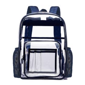 Student Universal Waterproof Schoolbag Backpack Transparent Large Capacity (Color: Blue)