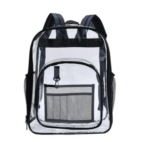 Student Universal Waterproof Schoolbag Backpack Transparent Large Capacity (Color: Black)
