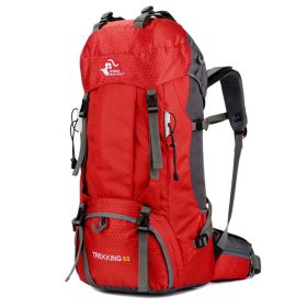 60L Backpack Hiking Backpack Mountaineering Bag (Color: Red)