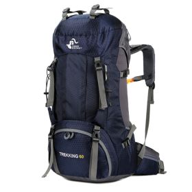 60L Backpack Hiking Backpack Mountaineering Bag (Color: Dark Blue)