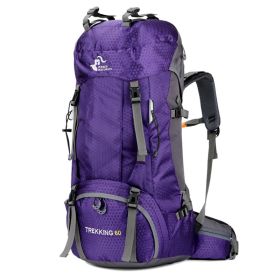60L Backpack Hiking Backpack Mountaineering Bag (Color: Purple)