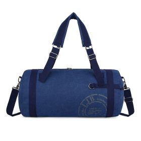 Canvas Large-Capacity Male And Female Students Portable Travel Shoulder Bag Luggage Bag Short-Distance Travel Bag Sports Gym Bag (Option: Big blue)