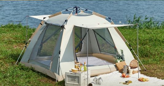 Foldable Automatic Thickening Sunscreen Wild Picnic Home Full Set Camping Tent (Option: Cloud gray34-3 Style)