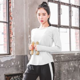 Large Size Quick-drying Slimming Yoga Exercise Running Long Sleeve (Option: White-XL)
