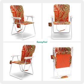 Tall Folding Beach Chair Lightweight, Portable High Sand Chair For Adults Heavy Duty 300 LBS With Cup Holders, Foldable Camping Lawn Chairs For Campin (Option: Orange bamboo)