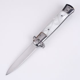 Stainless Steel Folding Self-defense Wilderness Survival Knife (Option: White resin)