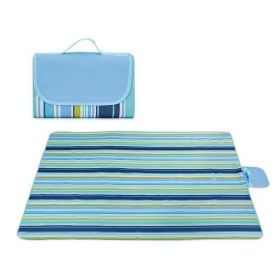 Outdoor Moisture-proof Portable Oxford Cloth Picnic Beach Mat (Option: Blue stripe-150x200cm)