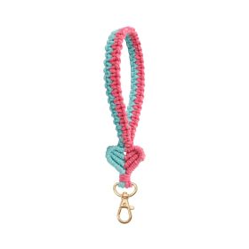 Bohemian Hand-woven Wrist Strap Keychain (Option: Rose red)