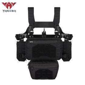 Outdoor Equipment Tactical Belly Pocket Laser MOLLE Attach Multi-functional Chest Hook (Color: Black)