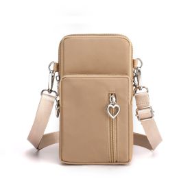 Girls Wallet Wallet Pocket Ladies Messenger Money Bag Card Case Ladies Ladies Wallet Small Bag Mini Shoulder Mobile Phone Bag (Option: Khaki-large)