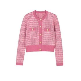 Women's Knitted Cardigan Coat Top (Option: Pink-S)
