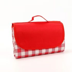 Outdoor Moisture-proof Portable Oxford Cloth Picnic Beach Mat (Option: Red check-150x200cm)