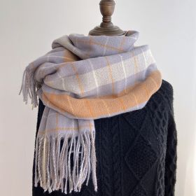 British Classic Cashmere Dual-use Scarf (Option: GHY22 Blue And Gray-70x200cm)