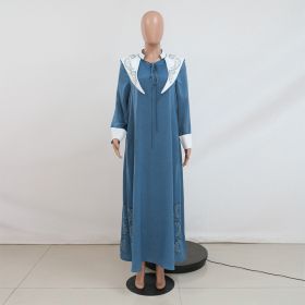 Diamond Lace-up Contrast Color Gown Dress (Option: Blue-M)