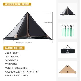 Waterproof Outdoor Camping Chimney Tent (Option: Brown-Without support rod)