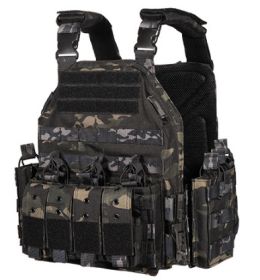 Quick Dismantling Tactical Vest Outdoor Military Fan CS Protective Equipment 6094 Combat Tactical Vest Camouflage Suit (Option: Black CP)