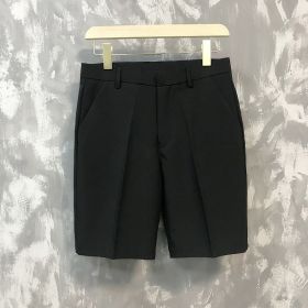 Male White Slim Five-point Pants Casual Small Trousers (Option: Black-36)