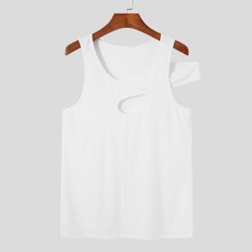 Spring And Summer Sexy New Cross-border Men's Personalized Off-the-shoulder Vest (Option: White-5XL)