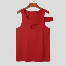 Spring And Summer Sexy New Cross-border Men's Personalized Off-the-shoulder Vest (Option: Red-5XL)
